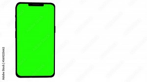 3D render smartphone with a green background. Rotating in screen. With a green screen for easy keying. Computer generated image. Easy customizable. 3D Illustration. 3D Illustration