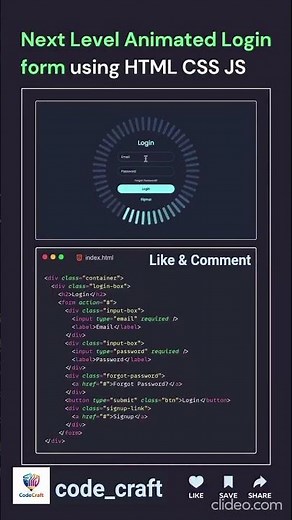 🔥 Next Level Animated Login Form Using HTML CSS JS 🤯