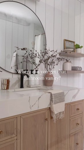 Luxurious Fluted Vanity with Thick Countertop for Elegant Bathroom Makeover