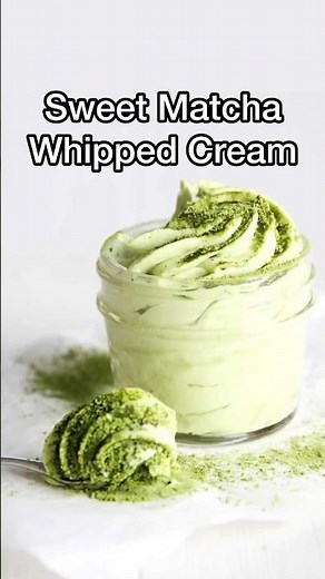 Perfectly Sweet! Matcha Whipped Cream Recipe 🍵🥣💕 #greentea #matcha #whippedcream #stpatricksday