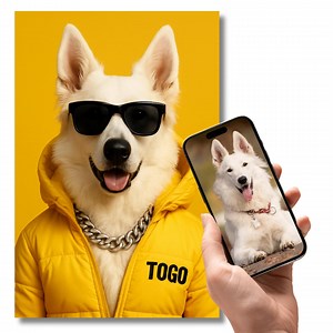 Stylish Pet Portrait With Puffer Jacket & Sunglasses | Personalized Name | Color Choice - Etsy