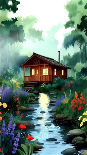 The Ultimate Rainy Forest Retreat | Peaceful Cabin & Stream 🌧️🏡
