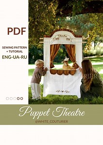 Hand Puppet Theater Sewing Pattern PDF 85cm(33")x150cm(59")   Step by Step Tutorial | Without Stuffed Animal | Instant Digital Download - Etsy