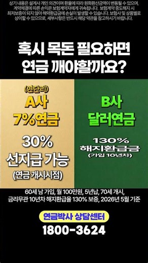 혹시 목돈 필요하면 연금 깨야할까요?