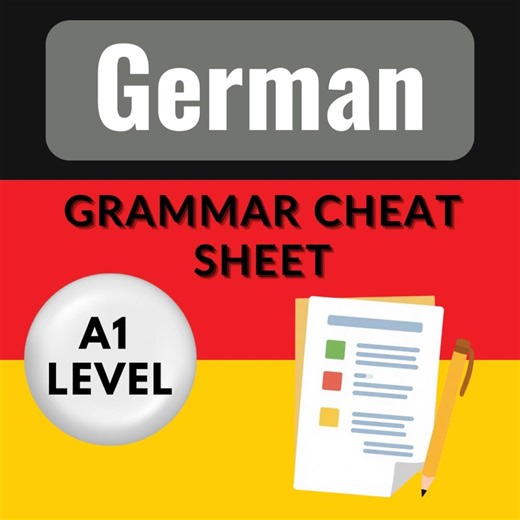 German A1 Grammar Cheat Sheet: Beginners Study Guide Printable Ebook for Language Learning - Etsy Canada