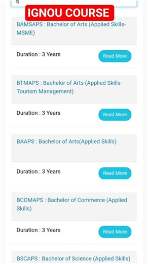 IGNOU COURSE DETAILS 🔥💯✅ ///