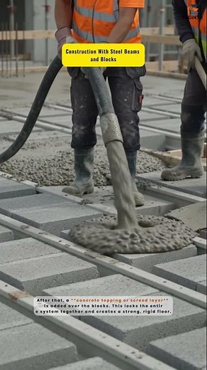 Construction With Steel Beams and Blocks #SteelErection #SteelConstruction #BlockConstruction