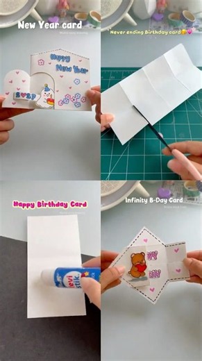 4 DIY Birthday Card ideas 🥳✨#shorts #art #diy #drawing #youtubeshorts