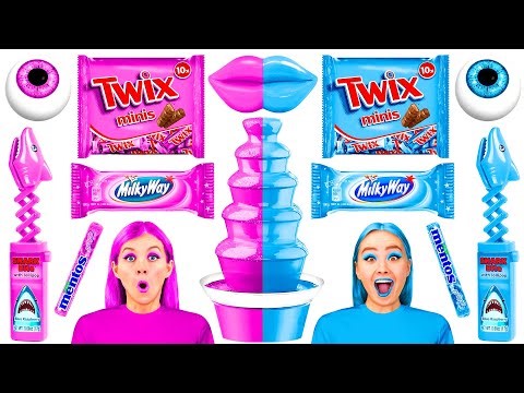 Pink Food vs Blue Food Color Challenge | Funny Situations