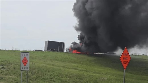 Vehicle catches fire on I-77, two lanes shut down