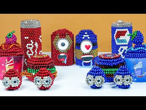 Red Food vs Blue Food Tiktok Challenge with Magnetic balls | Magnet Stop Motion Cooking ASMR