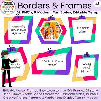 Vector Photo Frame Clipart 18, 52 PNG's,Border Clipart, Modern Frame Border set