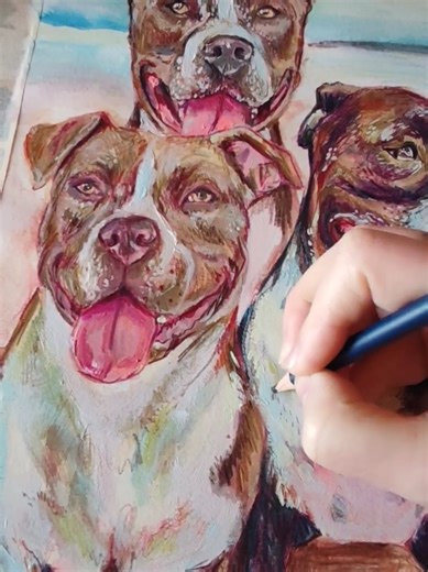 Un poquito del proceso de este encargo triple perruno ✨ por fin he podido editar el vídeo 😍 Si quieres un encargo así de molón, call me 😎 . . . #deiras #encargospersonalizados #petlover #pets #perros