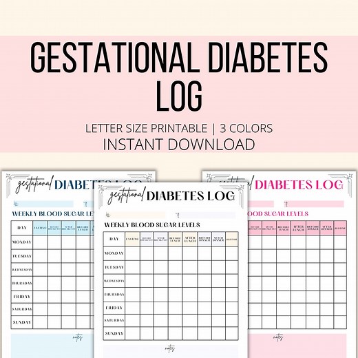Gestational Diabetes Log Printable, Weekly Gestational Diabetes Tracker PDF, Pregnancy Planner Blood Sugar Log Digital Download - Etsy