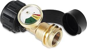 Propane Tank Gauge Level Indicator, Precise Brass Propane Gas Gauge Heavy Duty Propane Tank Gauge Level Indicator Gas Pressure Meter for Gas Cylinder Heater Smoker RV Camper Camping Stove (1Pcs)