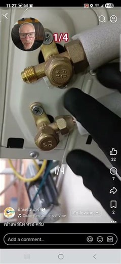 mini split making the perfect flare connection to the outside unit service valves