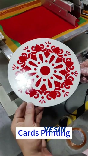 Card printing with our Desktop Screen Printing Machine- smooth lines, perfect color payoff!