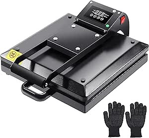 Rengue Heat Press, 15""x15"" Clamshell Sublimation T Shirt Press Machine, Fast Heat-up with Digital Precise Temperature Control for T-Shirts, Bags, Mats, Puzzles,Garments,1200W, Black, RGHPM01