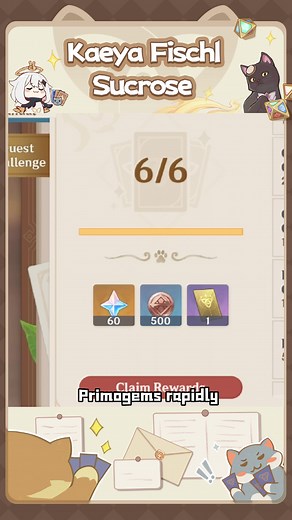 Get 1000 Primogems Easily with Kaeya, Fischl, Sucrose in Genius Invokation TCG