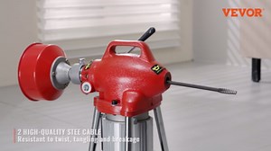 VEVOR Drain Cleaner Machine 120FT x 5/8 Inch, 370W Electric Sewer Snake Auger with 2 Sectional Steel Cables(120' x 5/8" and 23' x 3/8"), 7 Cutters and CW/CCW Control for 1.6" to 4" Pipes - Amazon.com
