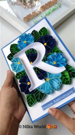 Custom Floral Monogram Card 💙 | Quilling Anniversary Card #greetingcard #anniversarycard