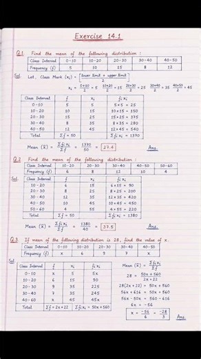 📚 Statistics Mean Formula Solved Questions | NCERT Exercise#ncert#cbse#education