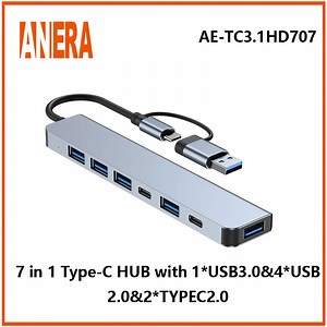 [Hot Item] High Performance 7 in 1 Multifunction USB C Portable Type C Adapter Hub Converter with USB3.0/2.0 Hub