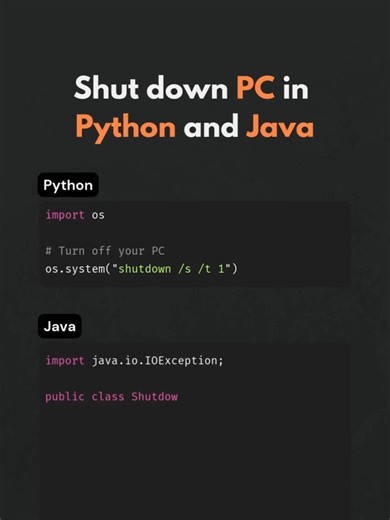 Shut Down Your PC with Python and Java Code