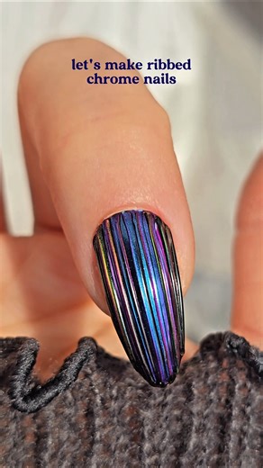 Ribbed Chrome Nail Tutorial with Spider Gel #nailart #gelnails #naildesign