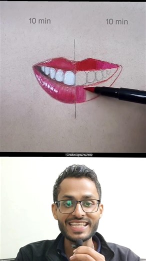 Realistic Lips Drawing Challenge #shorts