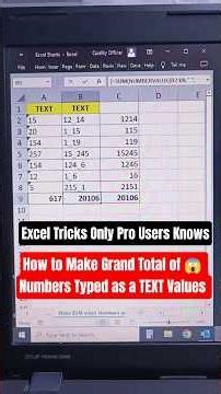 😱 How to Make a Grand Total of Numbers Typed as a TEXT Values #excel #shorts #ytshorts #short #viral