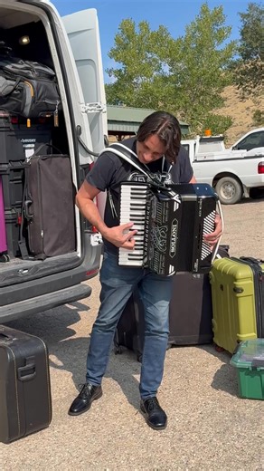 Alex can't just put the accordion back into the van. It has to go for a spin first. #accordion #solloni #alexmeixner | Alex Meixner Band