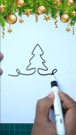 One Line Christmas Art 🎄 | Quick & Creative Tree Drawing
