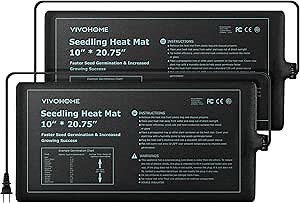 VIVOHOME 20W Waterproof Seedling Heat Mats for Seed Starting Propagation and Increase Germination Success 10 inch x 20.75 inch Pack of 2