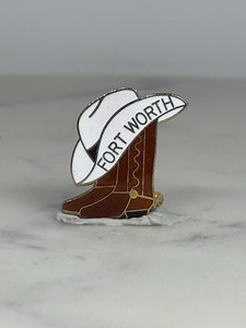 Fort Worth Cowboy Hat and Boot Pin: Enamel Brown White - Western Souvenir Accessory - Etsy