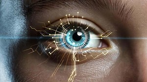 Human Eye With Technological Interface in a Futuristic Style