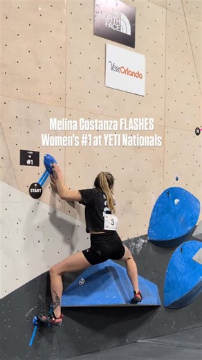 Melina Costanza had a great start to YETI Nationals, snagging the first flash of Boulder Qualification ⚡ | USA Climbing