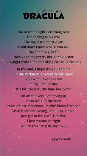 Tame Impala, JENNIE - Dracula (Lyrics) #lyricssong #dracula #tameimpala #jennie #englishsong #song