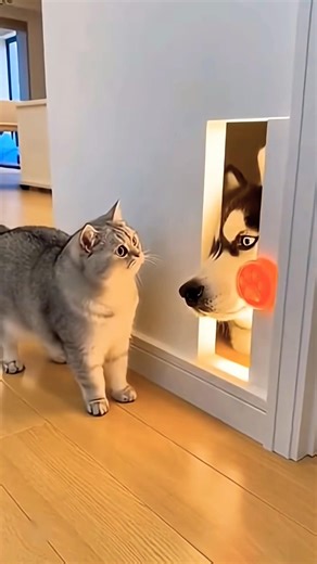 The Cat Pressed the Sensor... But a HUSKYHead Jumped Out!🐱😳🐶💥gh76.
