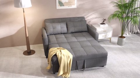 Sofa Bed, Lofka 3-in-1 Convertible Futon Sofa Bed with Storage, Adjustable Backrest & Pull Out Function - Sleeper Couches for living room, Apartment, Dark Grey