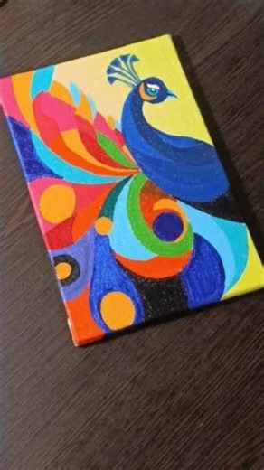 Easy abstract peacock painting|Canvas painting #shorts