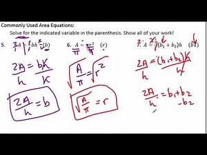 Traditional Algebra 2 – 1.4 Rewriting Equations (Literal Equations)