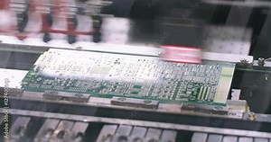 Surface Mount Technology (Smt) Machine places elements on circuit boards