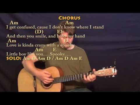 Spooky (Dusty Springfield) Guitar Lesson Chord Chart with On-Screen Lyrics