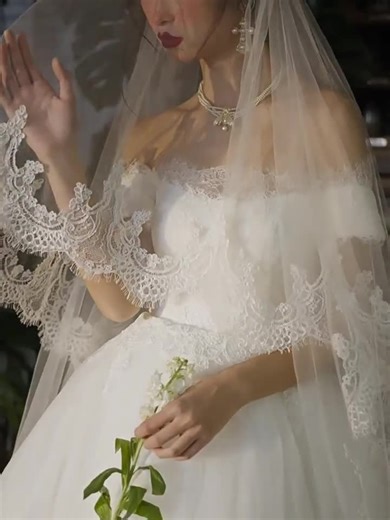 Lace Cathedral Wedding Veil: Romantic French Trailing Bridal Veil - Etsy