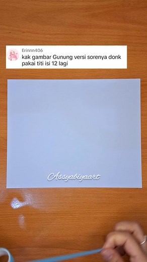 Gambar gunung versi sore pakai titi isi 12 #tutorial #menggambar #assyabiyaart | Assyabiyaart