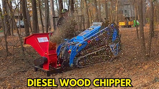 Real world test of diesel mini skid steer with wood chipper