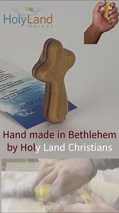 Holy Land Market 10 Olive Wood Crosses From the Holy Land - 2.5 Inch Pocket Palm Crucifix | Handmade Jerusalem, Bethlehem Israel - Gifts by Christians with Certificates -Holy Land Olive Wood Cross x10