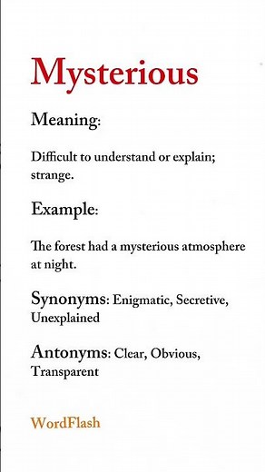 WordFlash #1 - Mysterious #dailyenglish #englishvocabulary #word_Flash