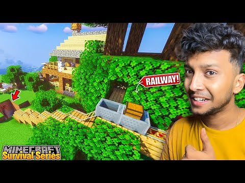 BUILDING A RAILWAY FROM MY TREE HOUSE! 😍 Minecraft Survival (Episode 9)